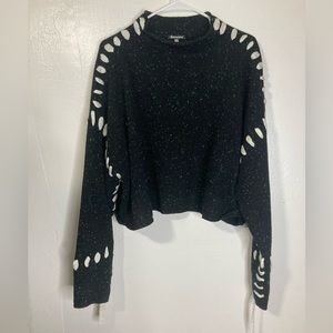 Dolls kill horoscopez drop shoulder stitched up sweater oversized mock neck